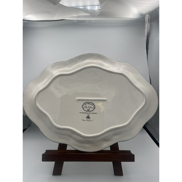 TRACY PORTER STONEHOUSE FARM COLLECTION 18.5" OVAL PLATTER ROOSTER Chicken Green - Picture 6 of 7